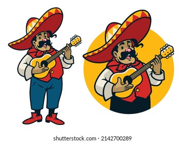 Happy Cartoon Mexican Singer Logo