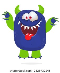 Happy cartoon monster or alien. Vector illustration isolated on white