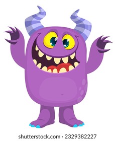 Happy cartoon monster or alien. Vector illustration isolated on white