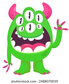 Happy cartoon monster alien. Vector illustration .