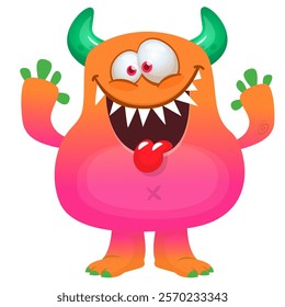 Happy cartoon monster character design. Vector illustration isolated.