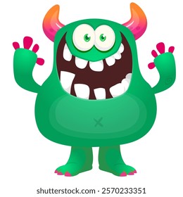 Happy cartoon monster character design. Vector illustration isolated.