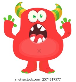 Happy cartoon monster character design. Vector illustration isolated.