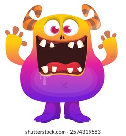 Happy cartoon monster character design. Vector illustration isolated.