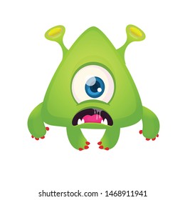 Happy cartoon monster cyclops alien. Vector illustration