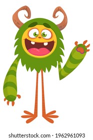 Happy cartoon monster. Halloween vector illustration of funny monster 
