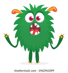 Happy cartoon monster. Halloween vector illustration of funny monster 