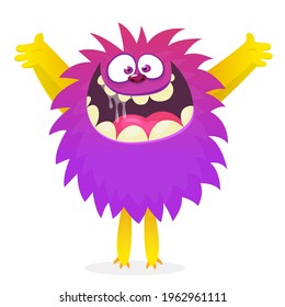 Happy cartoon monster. Halloween vector illustration of funny monster 