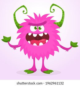 Happy cartoon monster. Halloween vector illustration of funny monster 