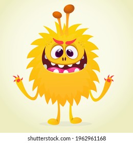 Happy cartoon monster. Halloween vector illustration of funny monster 