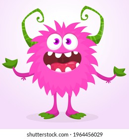 Happy cartoon monster. Halloween vector illustration of funny monster 