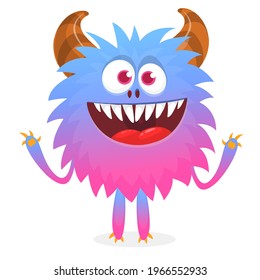 Happy cartoon monster. Halloween vector illustration of funny monster 