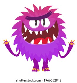 Happy cartoon monster. Halloween vector illustration of funny monster 