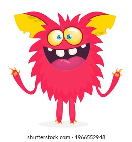 Happy cartoon monster. Halloween vector illustration of funny monster 