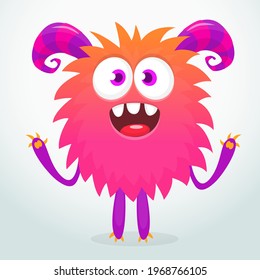 Happy cartoon monster. Halloween vector illustration of funny monster 