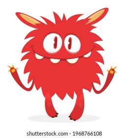 Happy cartoon monster. Halloween vector illustration of funny monster 