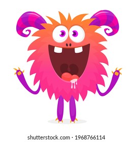 Happy cartoon monster. Halloween vector illustration of funny monster 