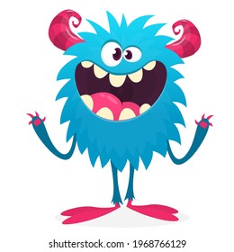 Happy cartoon monster. Halloween vector illustration of funny monster 