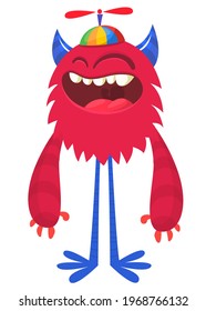 Happy cartoon monster. Halloween vector illustration of funny monster 