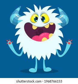 Happy cartoon monster. Halloween vector illustration of funny monster 