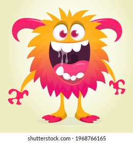 Happy cartoon monster. Halloween vector illustration of funny monster 