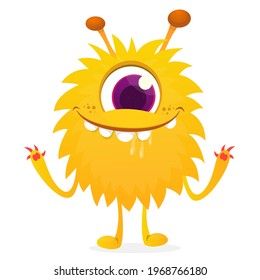 Happy cartoon monster. Halloween vector illustration of funny monster 