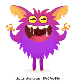 Happy cartoon monster. Halloween vector illustration of funny monster 