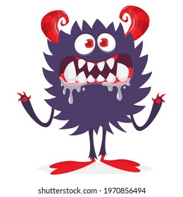 Happy cartoon monster. Halloween vector illustration of funny monster 
