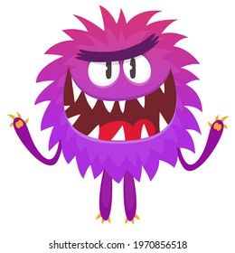 Happy cartoon monster. Halloween vector illustration of funny monster 