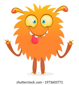 Happy cartoon monster. Halloween vector illustration of funny monster 