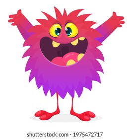 Happy cartoon monster. Halloween vector illustration of funny monster 