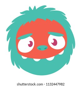 Happy cartoon monster head smiling. Vector  illustration