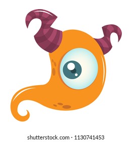 Happy cartoon monster with one eye. Vector  Halloween orange monster illustration