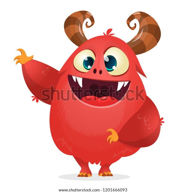 Happy Cartoon Monster Pointing Presenting Stock Vector (Royalty Free ...