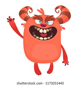 Happy cartoon monster. Vector character. Big set of cartoon monsters