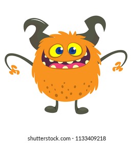 Happy cartoon monster. Vector Halloween illustration. Big set of cartoon monsters
