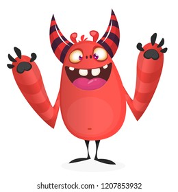 Happy cartoon monster. Vector Halloween monster 