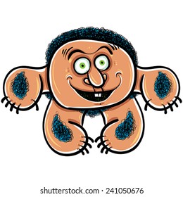 Happy cartoon monster, vector illustration.