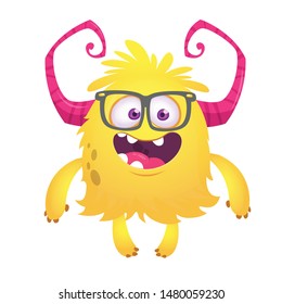 Happy cartoon monster wearing eyeglasses. Halloween illustration