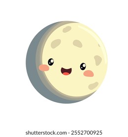 Happy Cartoon Moon with Cheerful Face Illustration