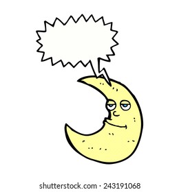 happy cartoon moon with speech bubble