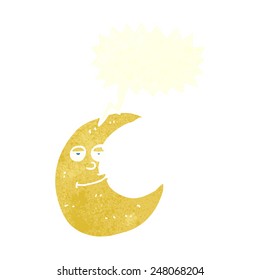 happy cartoon moon with speech bubble