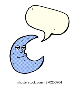 happy cartoon moon with speech bubble
