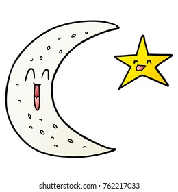luna de dibujos animados y estrella