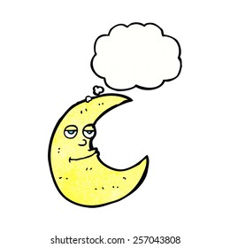 happy cartoon moon with thought bubble