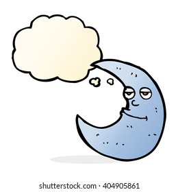 happy cartoon moon with thought bubble