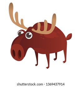 Happy cartoon moose character. Vector moose illustration isolated. 