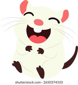 Rato de Desenho Animado Feliz Rindo mão desenhada