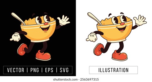 Happy Cartoon Noodle Bowl Character - Fun Vector Illustration