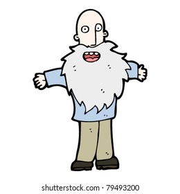 happy cartoon old man with huge beard